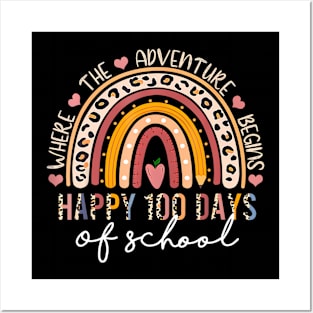 100Th Day Of School Teacher 100 Days Rainbow Leopard Posters and Art